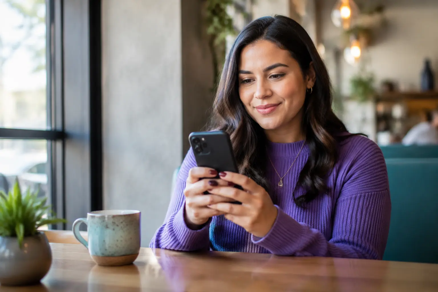 Cliente comprando con confianza desde su teléfono móvil
