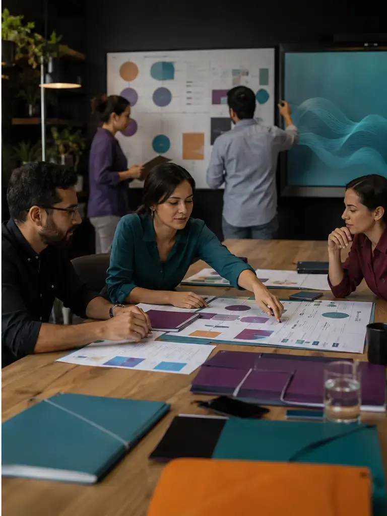 Organización coordinando programas, equipos y contenidos corporativos