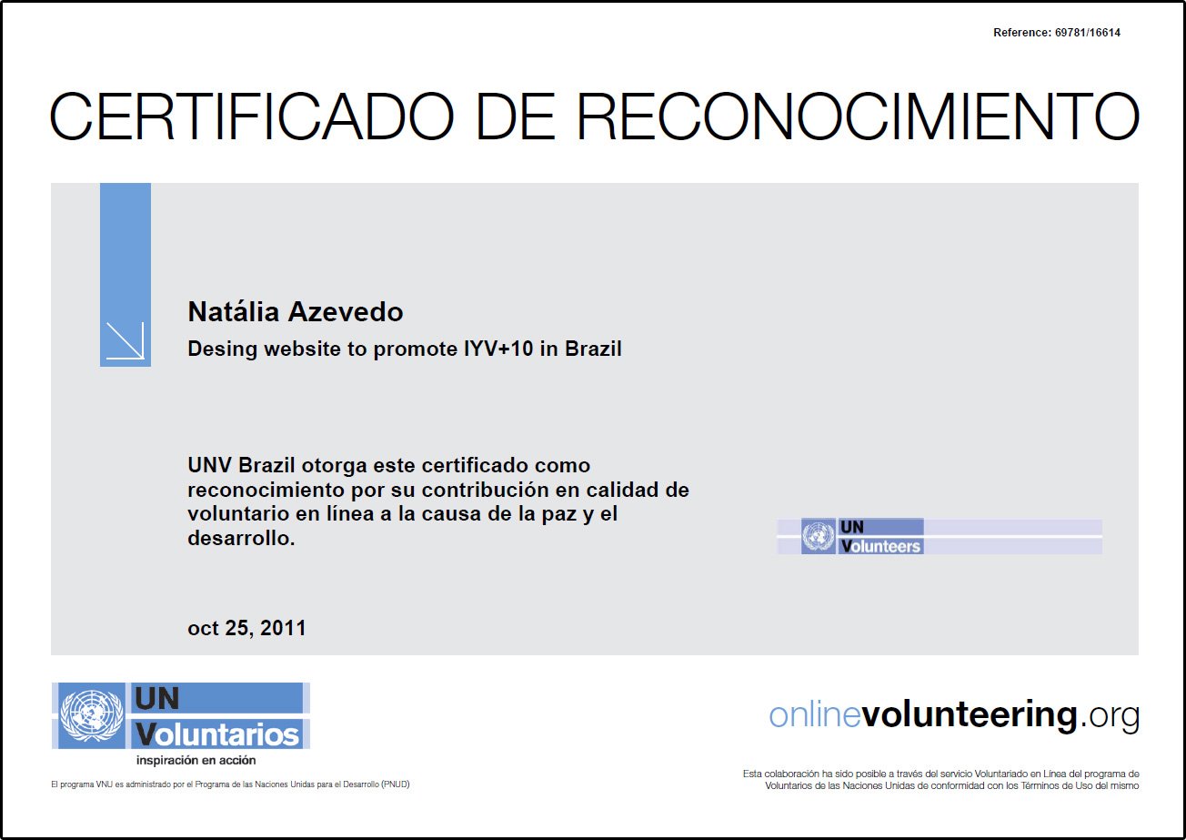 Certificado ONU Voluntarios Digitales — Natalia Azevedo