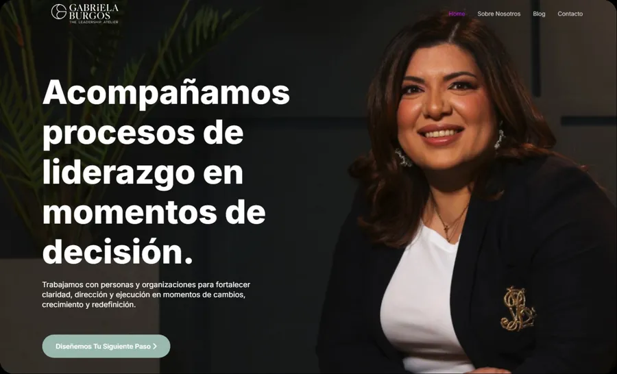 Sitio web Gabriela Burgos, consultora de liderazgo, desarrollado por Lady Web