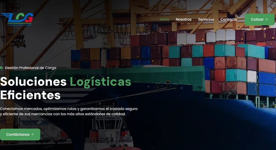 Sitio web Logistic Cargo Group, logística internacional, desarrollado por Lady Web