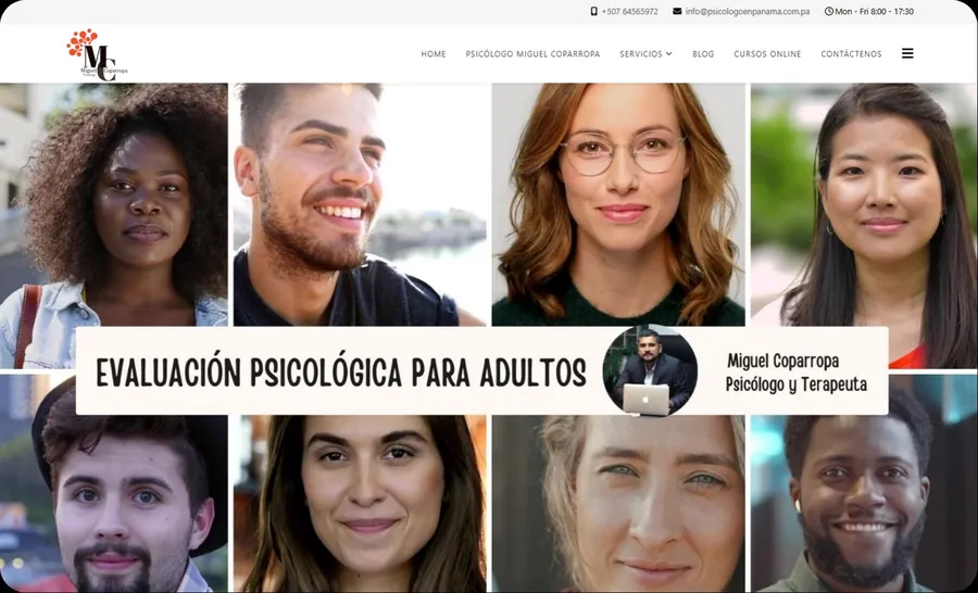 Sitio web Psicólogo en Panamá, clínica TDAH, desarrollado por Lady Web