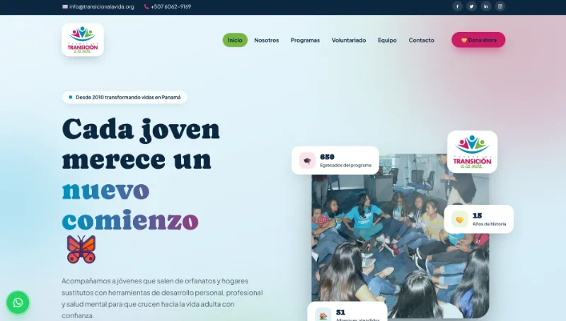Sitio web de la Fundación Transición a la Vida desarrollado por Lady Web